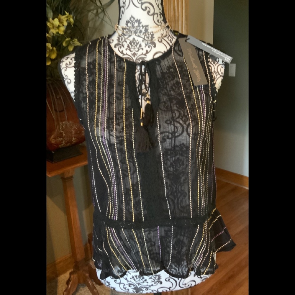 Michael Stars Lace Flounce Tank